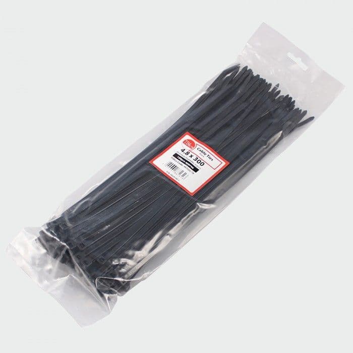 Cable Tie - Black 4.8 x 370 pack of 100 - Image 2