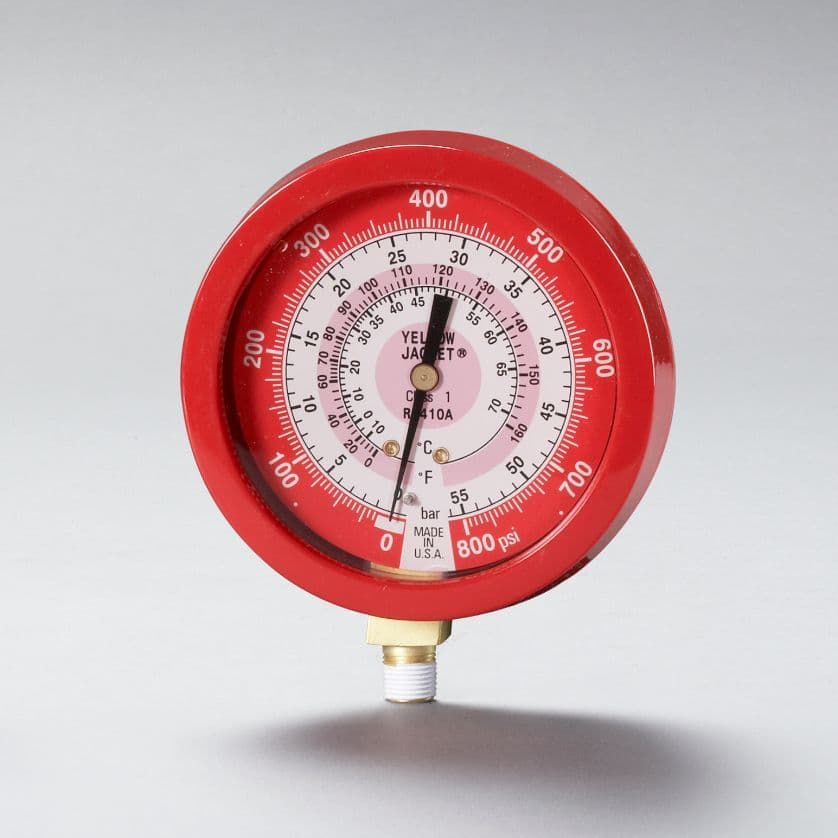 Yellow Jacket Liquid Filled R134a/404A/407C Replacement Red Gauge
